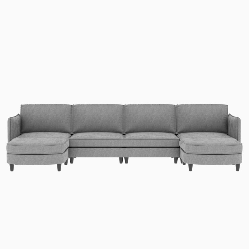 6 Seater With Movable , Breathable Material, Arm Pockets, For Living Room, Comfortable Cushions, Construction 141.5'' Large U - Shaped Couch Side Skin Fabric, Apartment, Office,