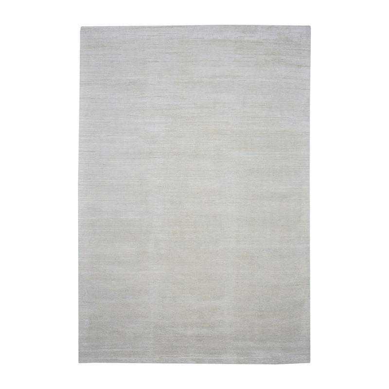 Tapis uni noué à la main beige / ivoire / gris, Rectangle 6 pi x 9 pi