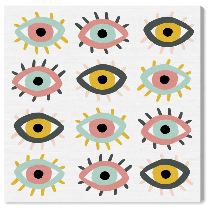 «Party Eyes, Mystic Eyes», impression sur toile rose moderne pour la chambre à coucher, H 24 po x l 24 po, Toile tendue