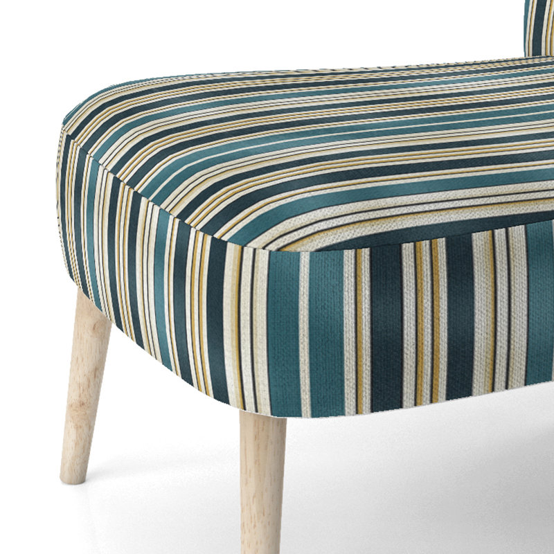 Fauteuil d'appoint rembourré classique à motif rayé classique beige et vert Classic
