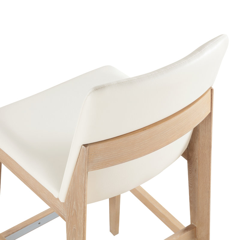 Deco Counter Stool White PVC, Bar Stool (30” Seat Height), Oak