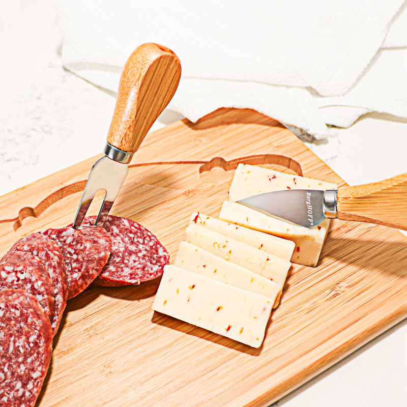 BergHoff 4pc Paddle Cheese Board Set with 3pc Cheese Knife Set, 22 x 7.9 x 1"