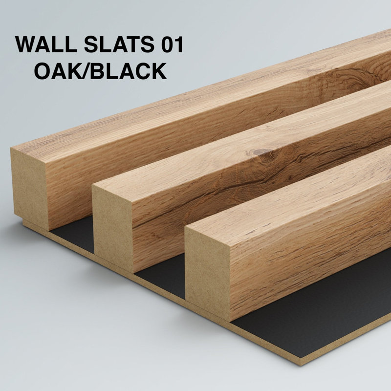 Decorative Wooden Wall Panels 88 x240cm, Oak/Black