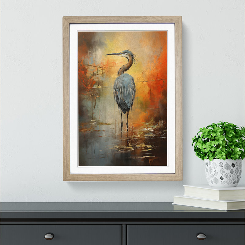 Heron Action Painting - Framed Print