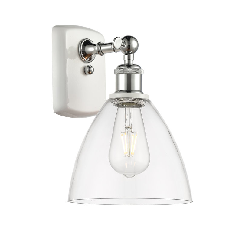 Shauna Armed Sconce, LED, Clear, White/Polished Chrome