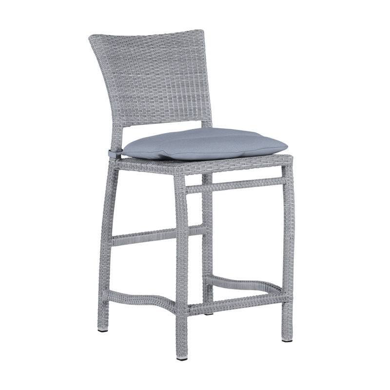 Tabouret de comptoir 24 po Skye - Huître, Huître, Welt, Sunbrella® ‑ Arbor Chambray colombe