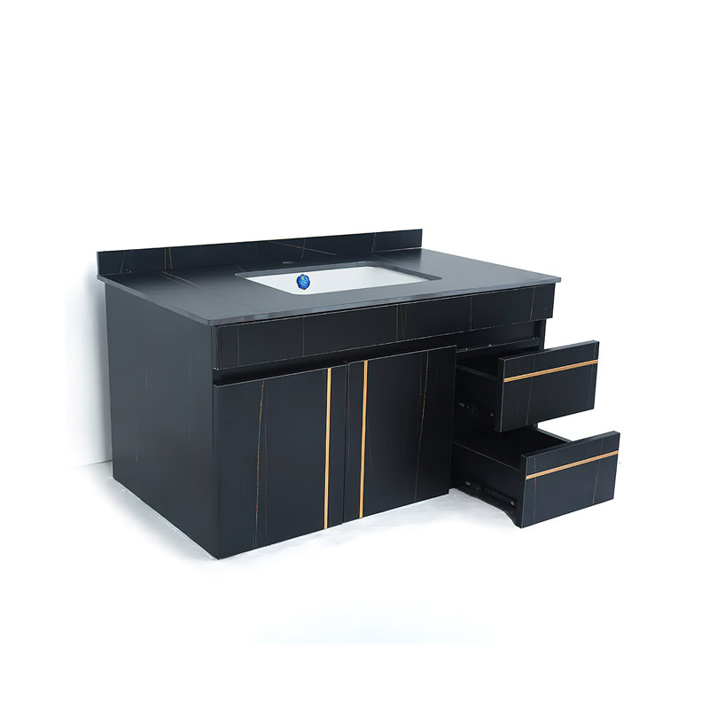 Sanes 36" Modern Black 2-Drawers-&2-Door Wall-Mounted Single Bathroom Vanity Set
