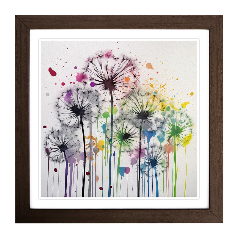 Dandelion Splatter - Framed Print, Walnut