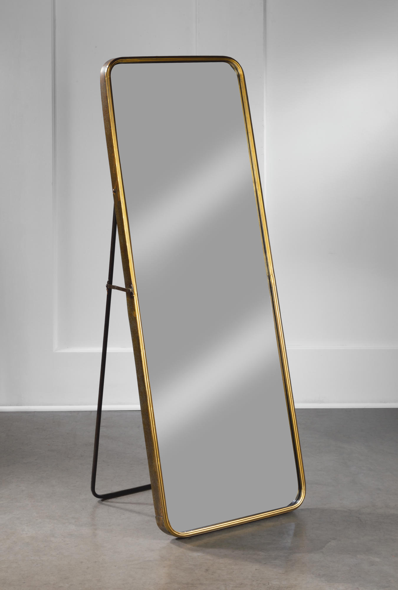 Everly Quinn 55" Gold Metal Floor Mirror With Easel Back | Wayfair