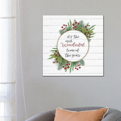 Cozy Christmas Wreath II by Hartworks - Wrapped Canvas Print