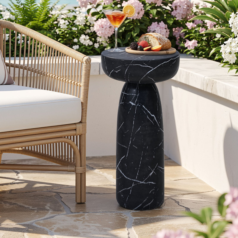24 po Table d'appoint 24 pi, Noir, H 24 po x l 11,8 po x P 11,8 po