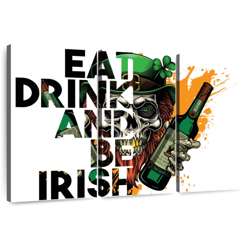 Lelend Eat Drink And Be Irish Skull, H 48 po x l 74 po