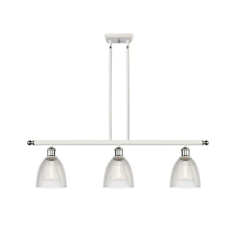 Luminaire suspendu en forme de dôme pour îlot de cuisine à 3 lumières Asdsit, Ampoule DEL 6 watts Vinage, Blanc / chrome poli