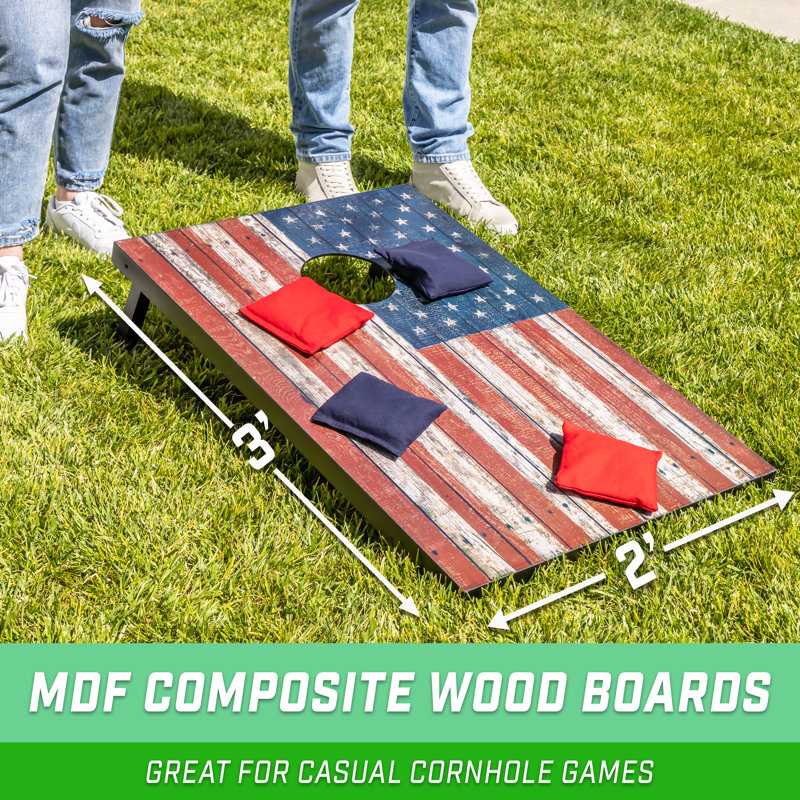 American Flag 3' x 2' MDF Cornhole Set with Bean Bags