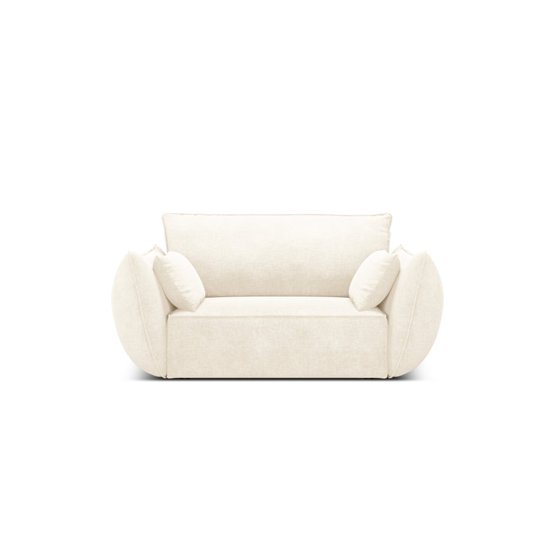 Lindasy Velvet Armchair, Ivory 100% Polyester