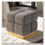 Tabouret de rangement carré - Tissu gris bouclé - Capitonnage biscuit - Socle doré