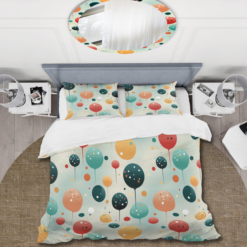 Ensemble de housse de couette à pois bleu et beige, Housse de couette simple + 1 taie décorative stan
