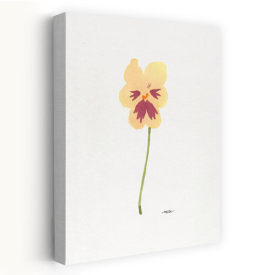 Watercolor Pansy Bloom Delicate Contemporary Pansy Flower Nature Wall Art Print 1 Piece Wrapped Canvas Wall Art