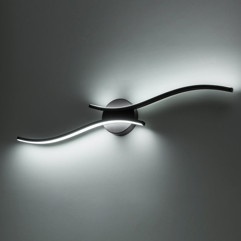 Éclairage de salle de bain à DEL à intensité variable 2 lumières 6000K 32 po Marquasia, Noir, noir, noir, noir