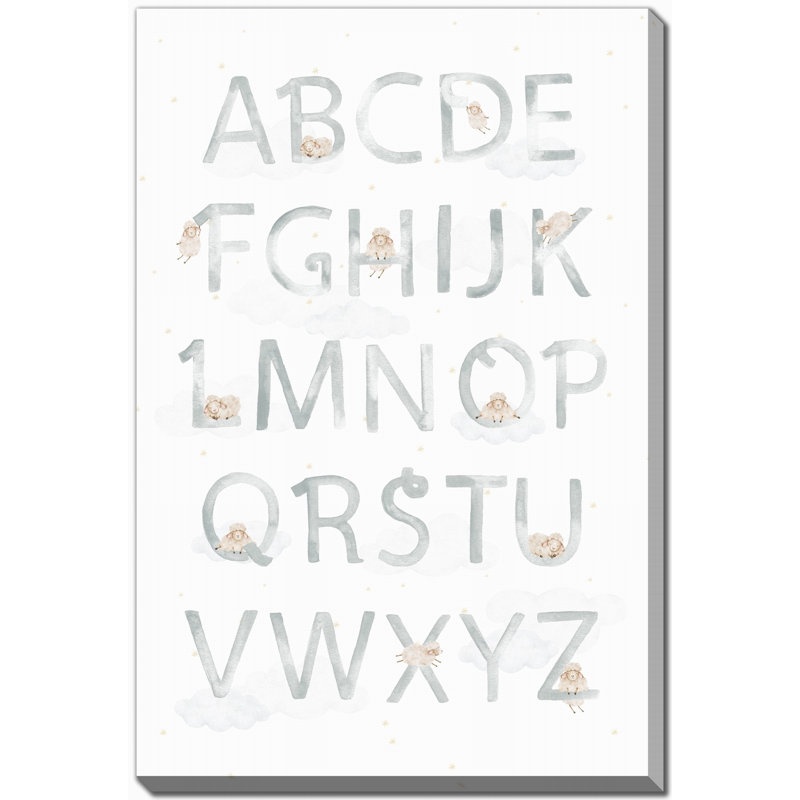 «Sheep Alphabet Blue», art mural sur toile, H 20 po x l 16 po
