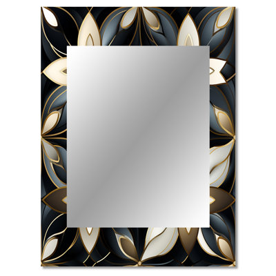 Westbrooke Black And Gold Marble Mosaic Flowers Dimensions - Geometric  Decorative Mirror, Modern Wall Mirror, Printed Metal Art