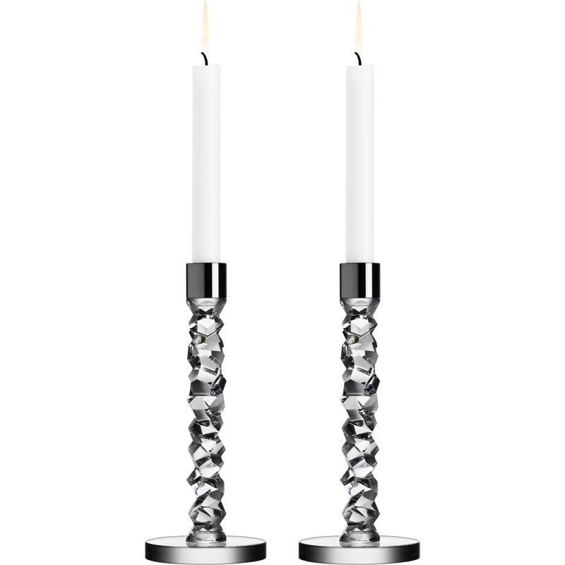 Carat Candlestick, Medium, Chrome/Clear