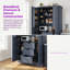 Armoire de cuisine avec 4 portes, 3 tiroirs, 6 supports à vin et poste de travail-129059912