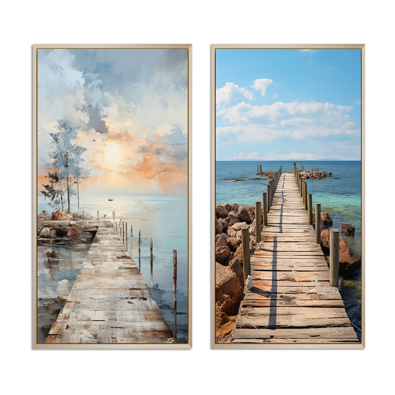«Pier and Dock Rustic», 2 pièces, Encadrement brun, H 40 po x l 40 po