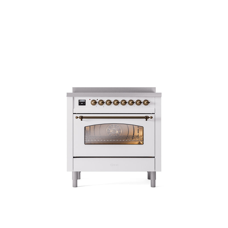 ILVE Nostalgie II 36 in Induction Range, White/Bronze