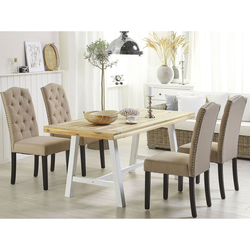 Lynnville 49cm H Tufted Polyester Blend Upholstered Side Chair, Beige