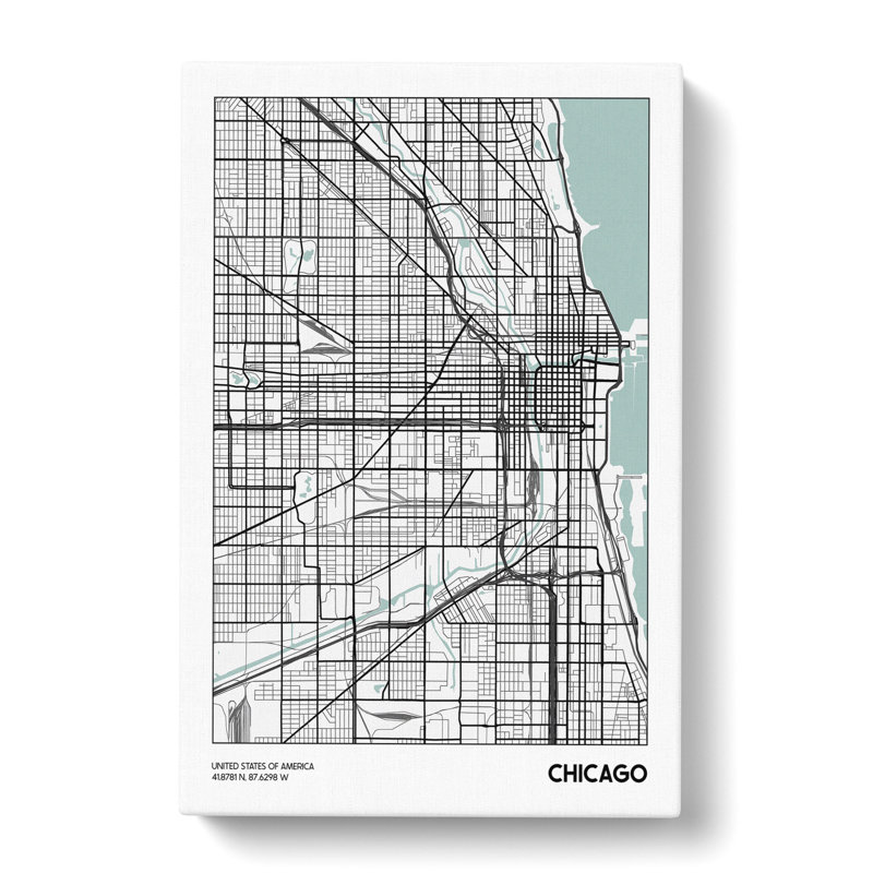 Map Chicago USA - Wrapped Canvas, 50cm H x 35cm W x 3cm D