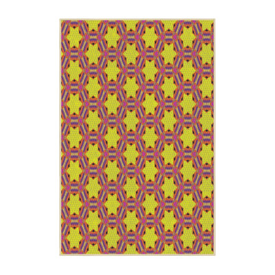 Tapis de zone jaune/rouge à motifs Pamphile