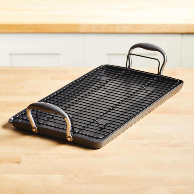 Anolon Advanced Home Hard Anodized Nonstick Double Burner Griddle, 10 Inch X 18 Inch, Gray