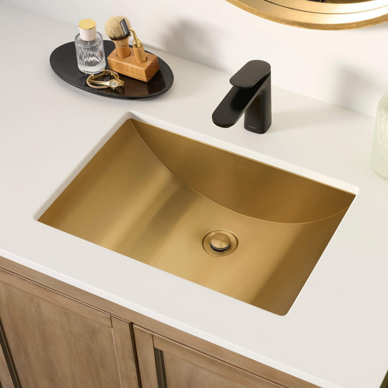 Lavabo de salle de bain rectangulaire 18 po x 12 po Ruvati, Or