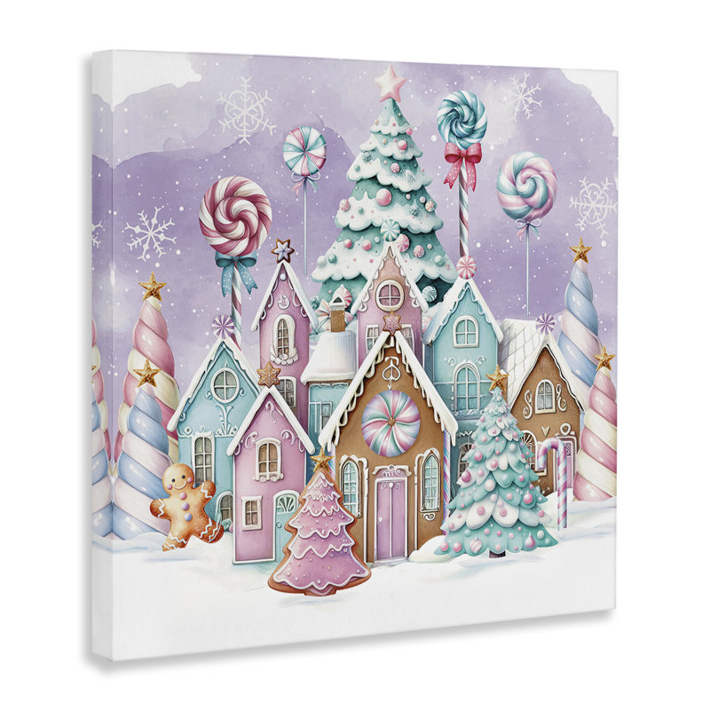 «Gingerbread Candy Town», art mural sur toile par Nicole DeCamp, H 30 po x l 30 po