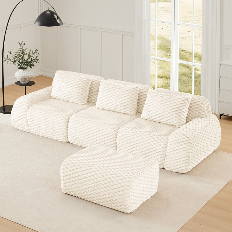 Canapé modulaire Boneless, Tissu crème