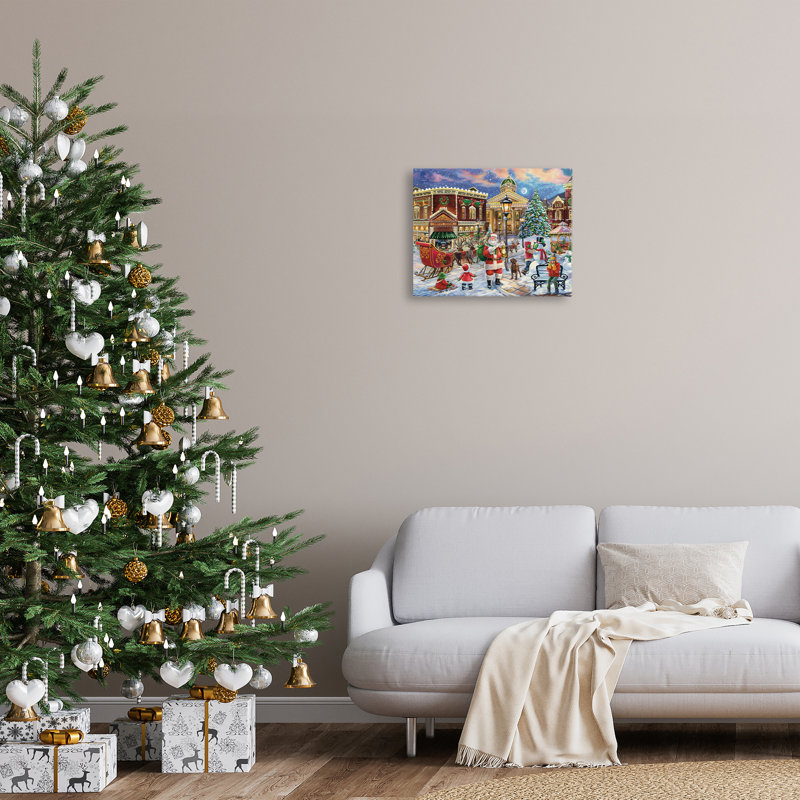 Santa in Town Square Canvas Wall Art by Grateful Licencing Studio, 16" H x 20" W