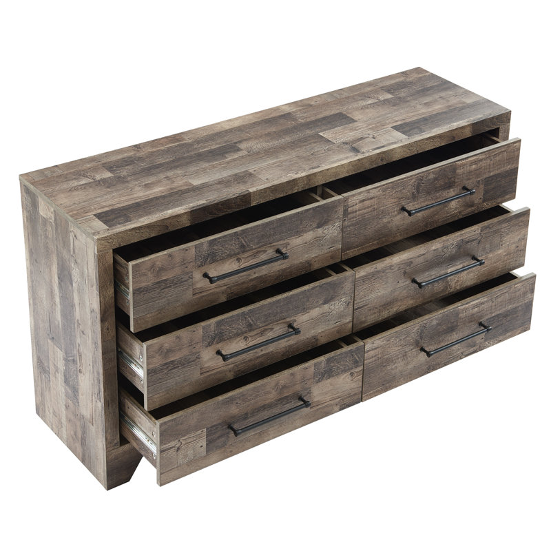 Commode 6 tiroirs l 52,7 po, Brun