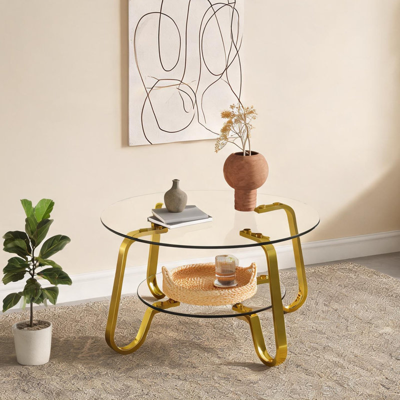 Table basse carrée en métal doré avec plateau en verre trempé pour présentation de salon, design rétro de 31,5 pouces
