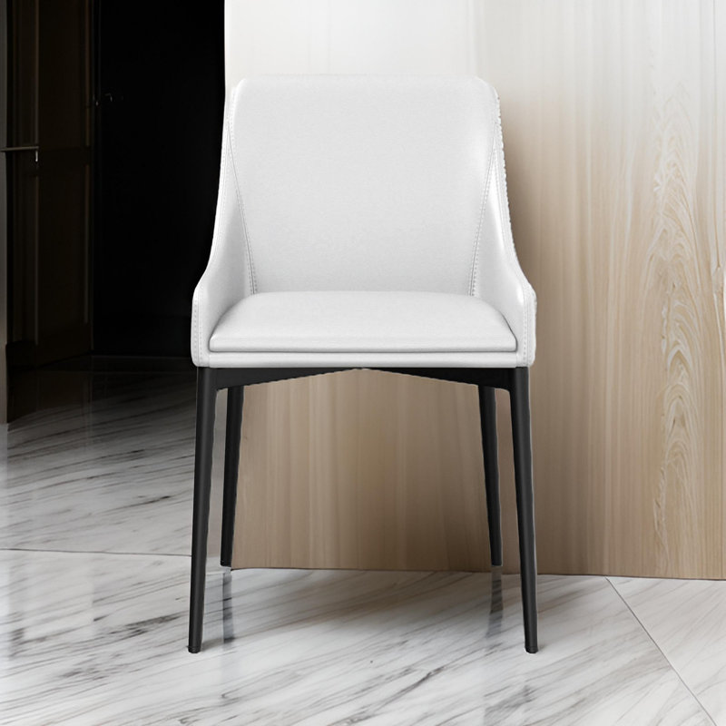 Ashlock 17'' H Faux Leather Upholstered Metal Parsons Chair, White