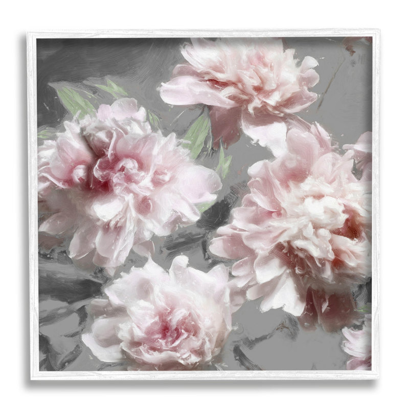 Art de la giclée rose avec œillet par Shawna Sullivan, H 24 po x l 24 po x P 1,5 po, Giclée encadrée blanc bord de mer
