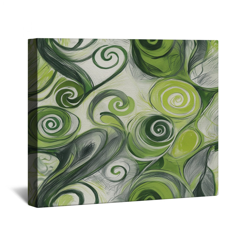 Toile abstraite à motif de tourbillons verts en plusieurs tailles, 24 x 36 pouces