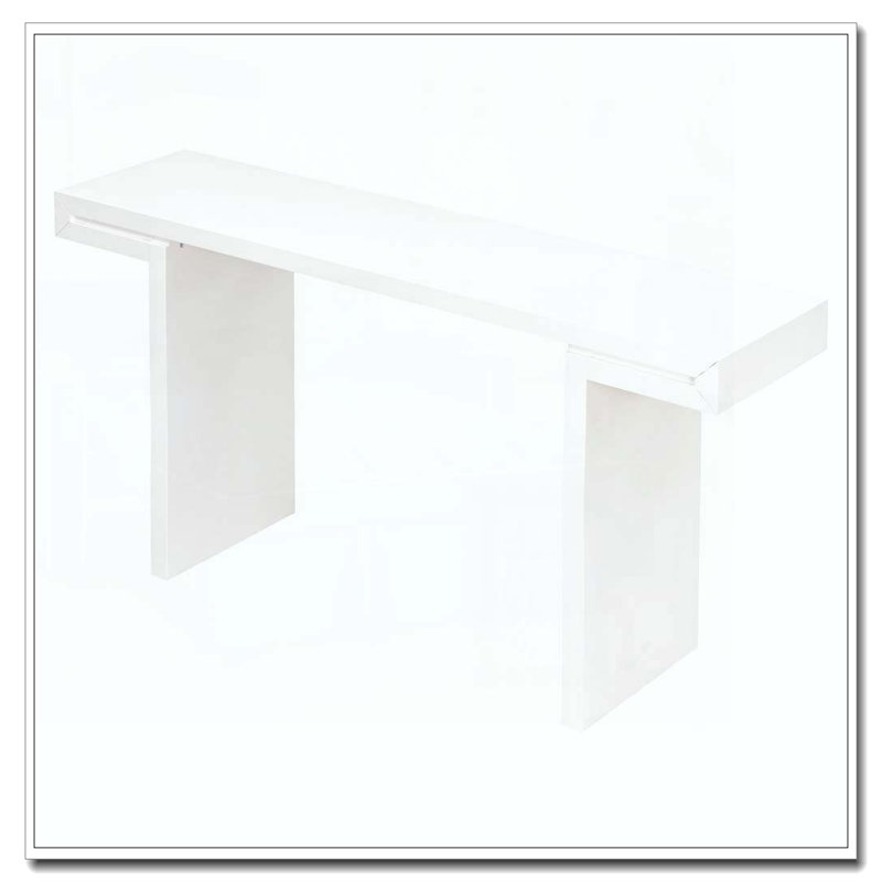 Console de 60 pouces avec lignes géométriques épurées, table d'entrée élégante avec finition peinte et pieds réglables, Blanc