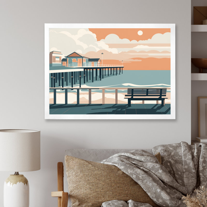 Beachside Rest I - Imprimé, Cadre simple blanc, H 24 po x l 32 po x P 1 po