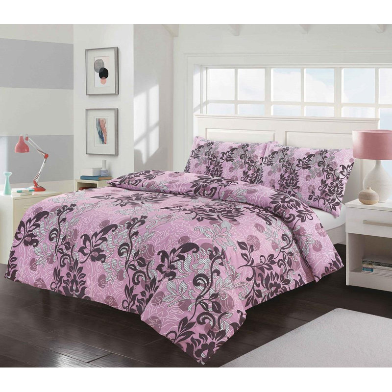 Appollonia Cotton Blend Floral Duvet Cover with Pillowcases, Super King