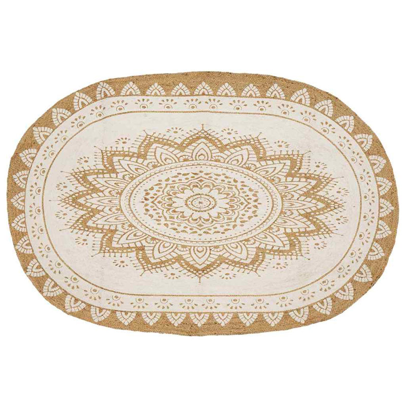 Oval Linen Hand Hooked Area Rug, Oval 152 x 245 cm