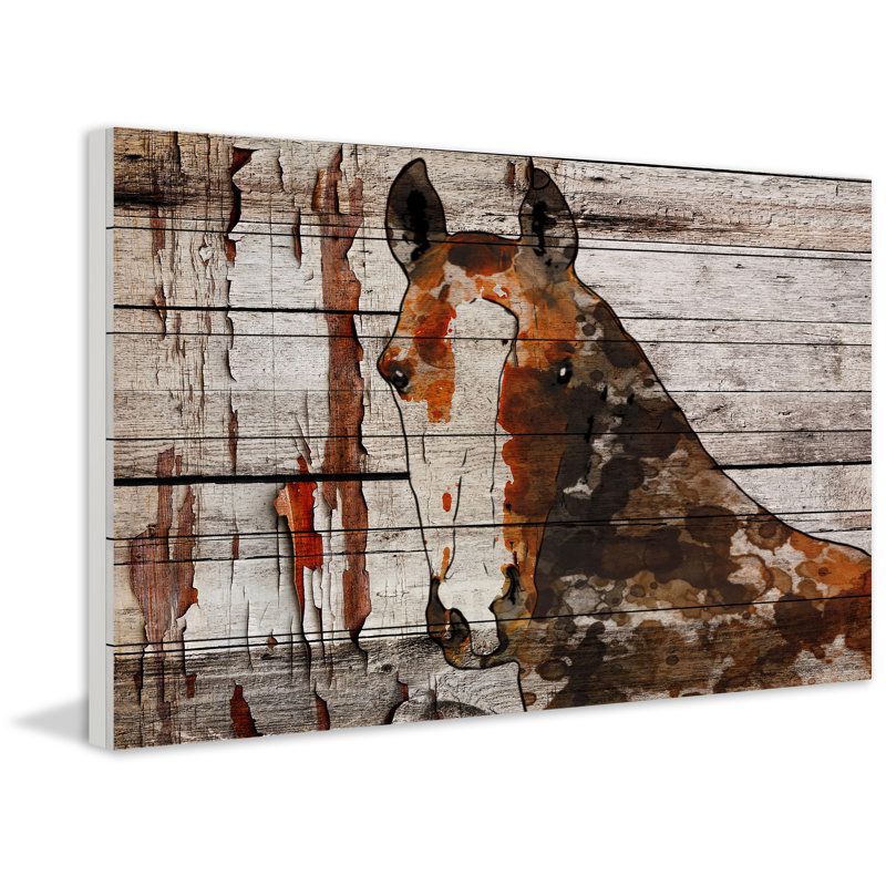 « the brown cheval 2 », impression sur bois blanc, H 24 po x l 36 po x P 1,5 po