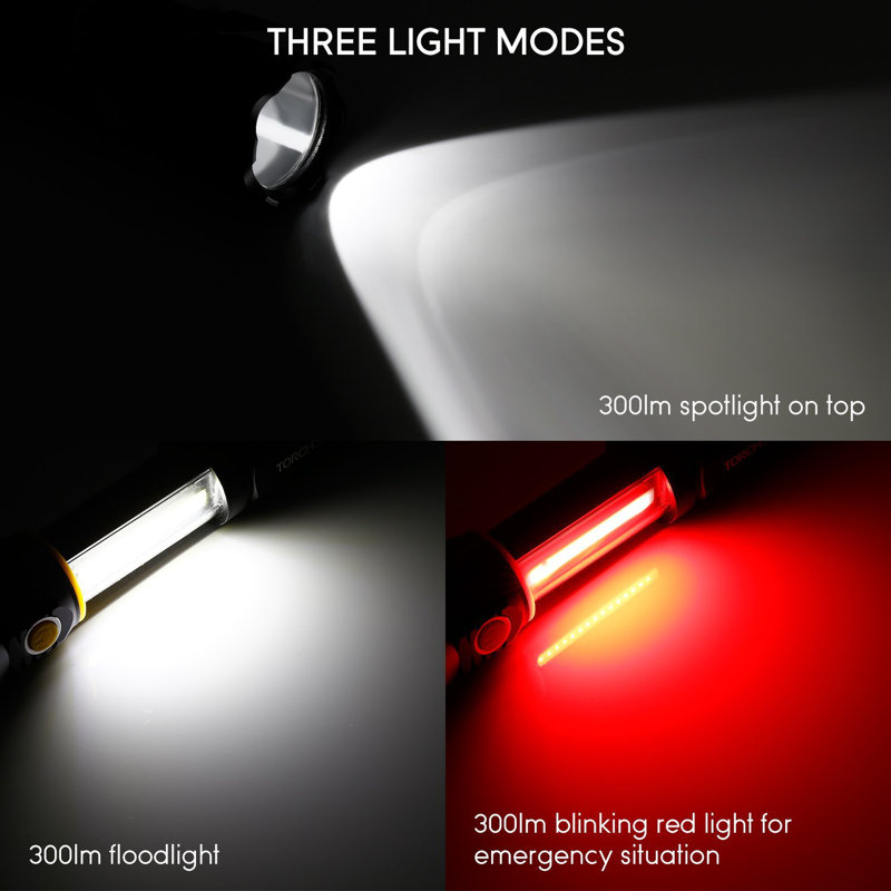 LED Flashlight & Work Light, Battery Operated, Magnetic Base, Water Resistant