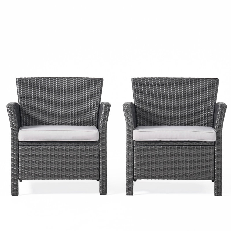 Of 2 St Grey Outdoor Seating - Pe , Iron Frame, Waterproof Fabric, 29.21In X 29.54In, 21.96Lb Weight St Chair Patio Chairs With Soft Cushions, + 29.21 In D W 29.54 H, 21.96 Lb Weighted Chair