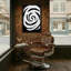 Motif abstrait en spirale noir et blanc-741169804